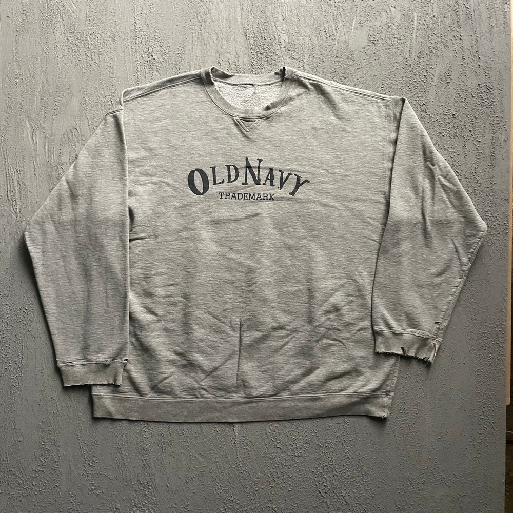 Vintage Old Navy Distressed Sweatshirt Mens XXL Grey 90s